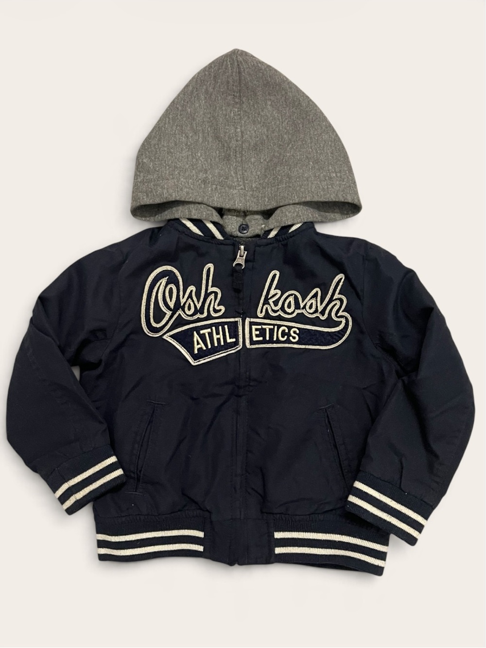 OshKosh B'gosh Boys Varsity Fleece Lined Hooded Jacket Navy 4T